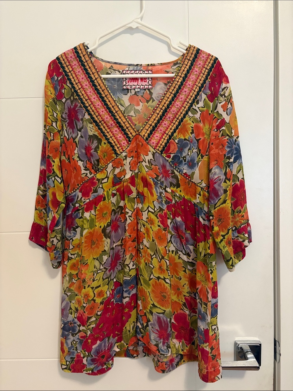 Johnny Was Bright Floral Vneck Tunic